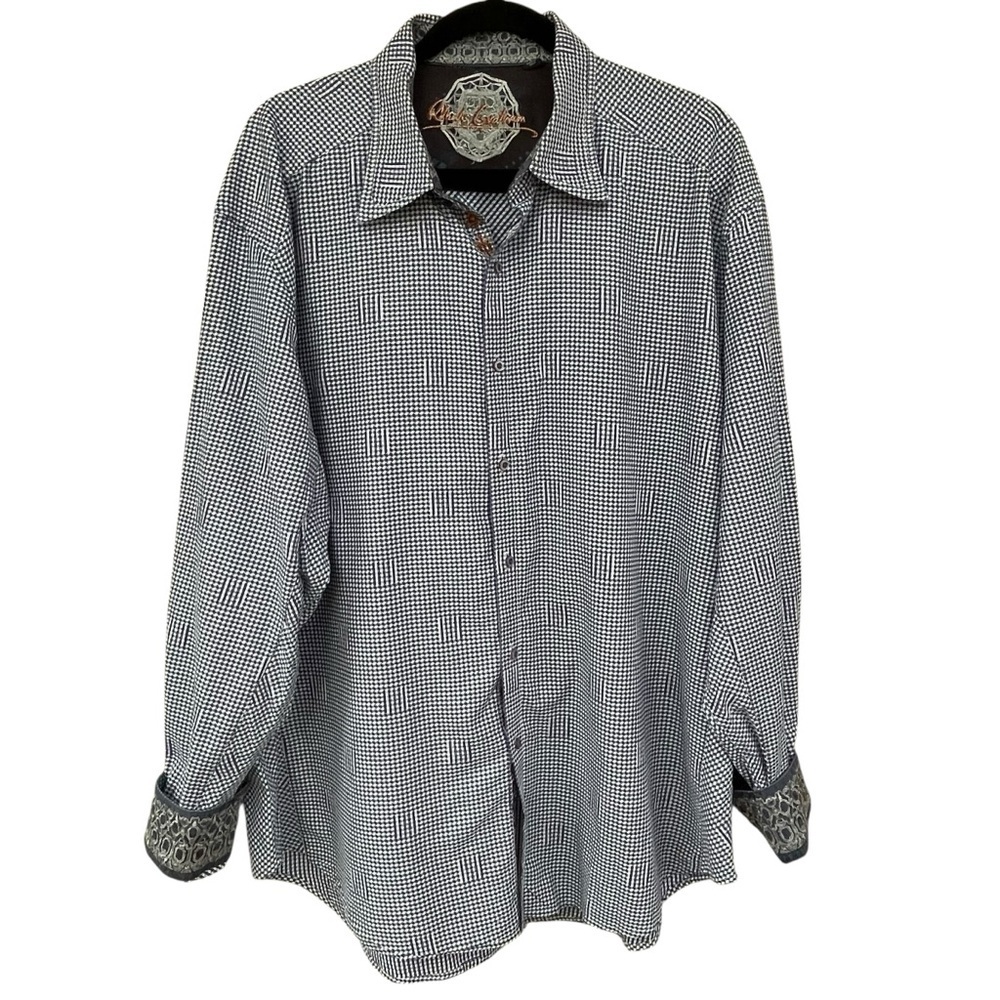 Robert Graham Modern Americana Houndstooth Flip Cuff Career Stylish Shirt -Sz 2x
